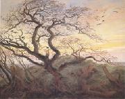 Caspar David Friedrich Tree with Crows Tumulus(or Huhnengrab) beside the Baltic Sea with Rugen Island in the Distance (mk05) oil painting picture wholesale